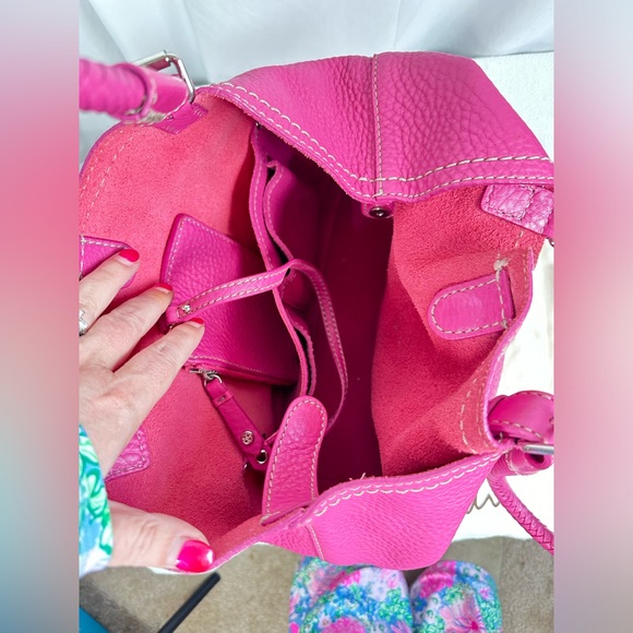 GUC Cole Haan Small Tote Raspberry Raleigh Unit B29527 & Medium Zip Pouch B29544 - Picture 5 of 12